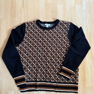 Nine West Women’s Black and Brown MCM Patterned Sweater